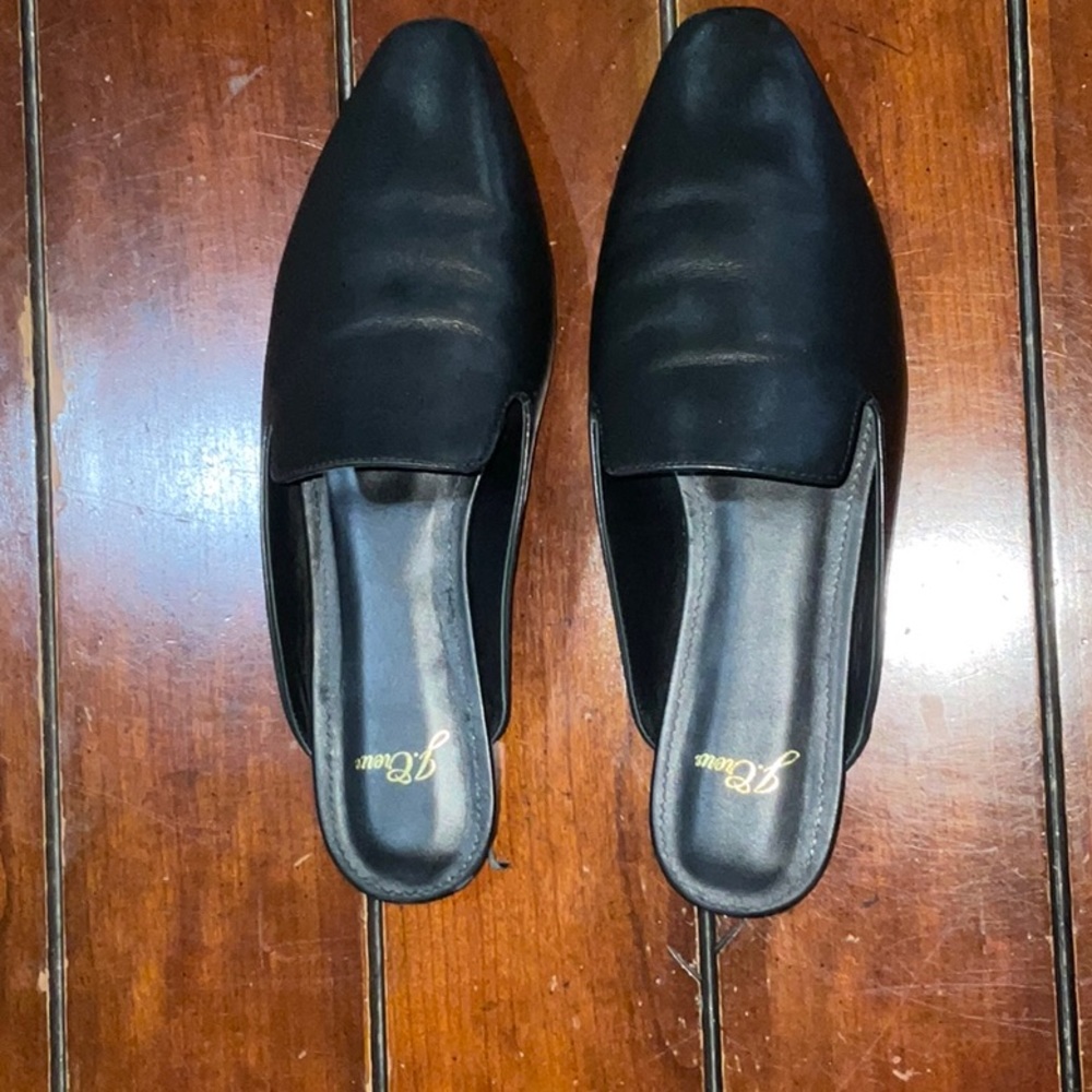 Used J Crew soft leather mules, size 9, black